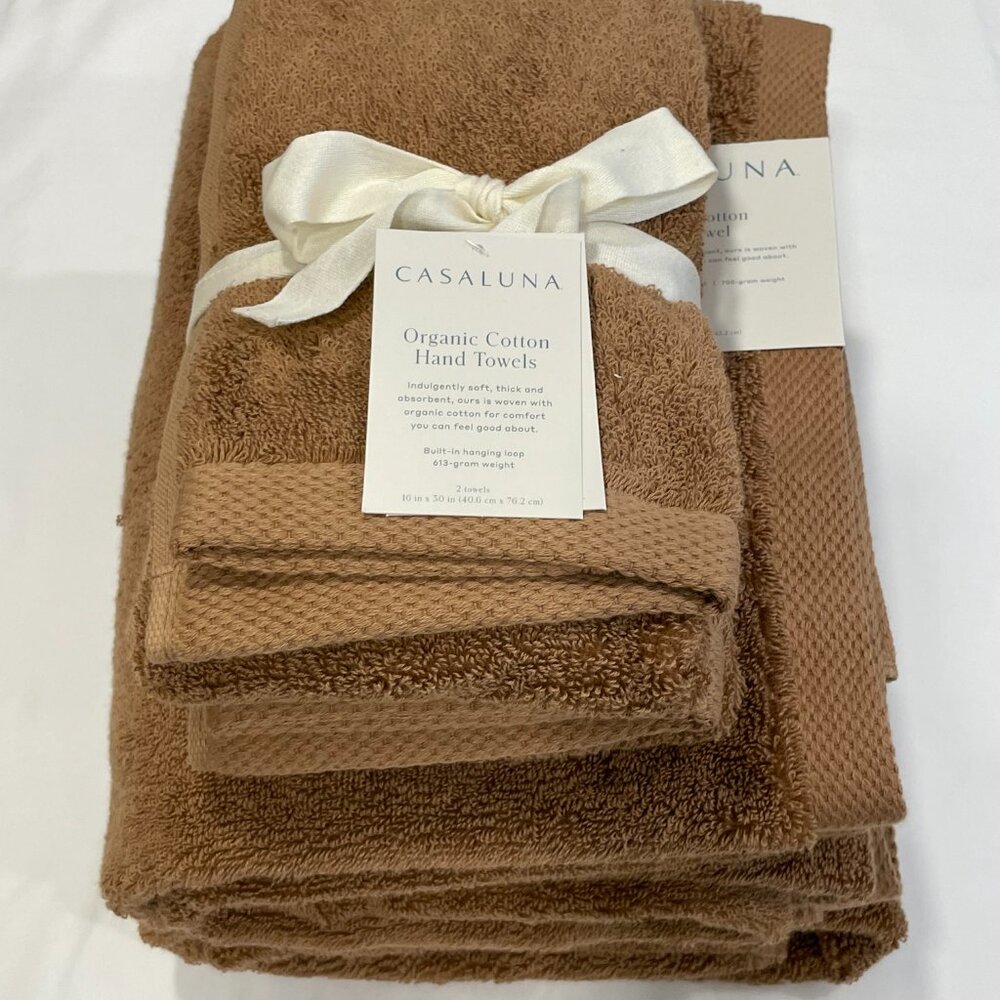 Casaluna Organic Hand & Bath Towel Set - Warm Brown. NWT!